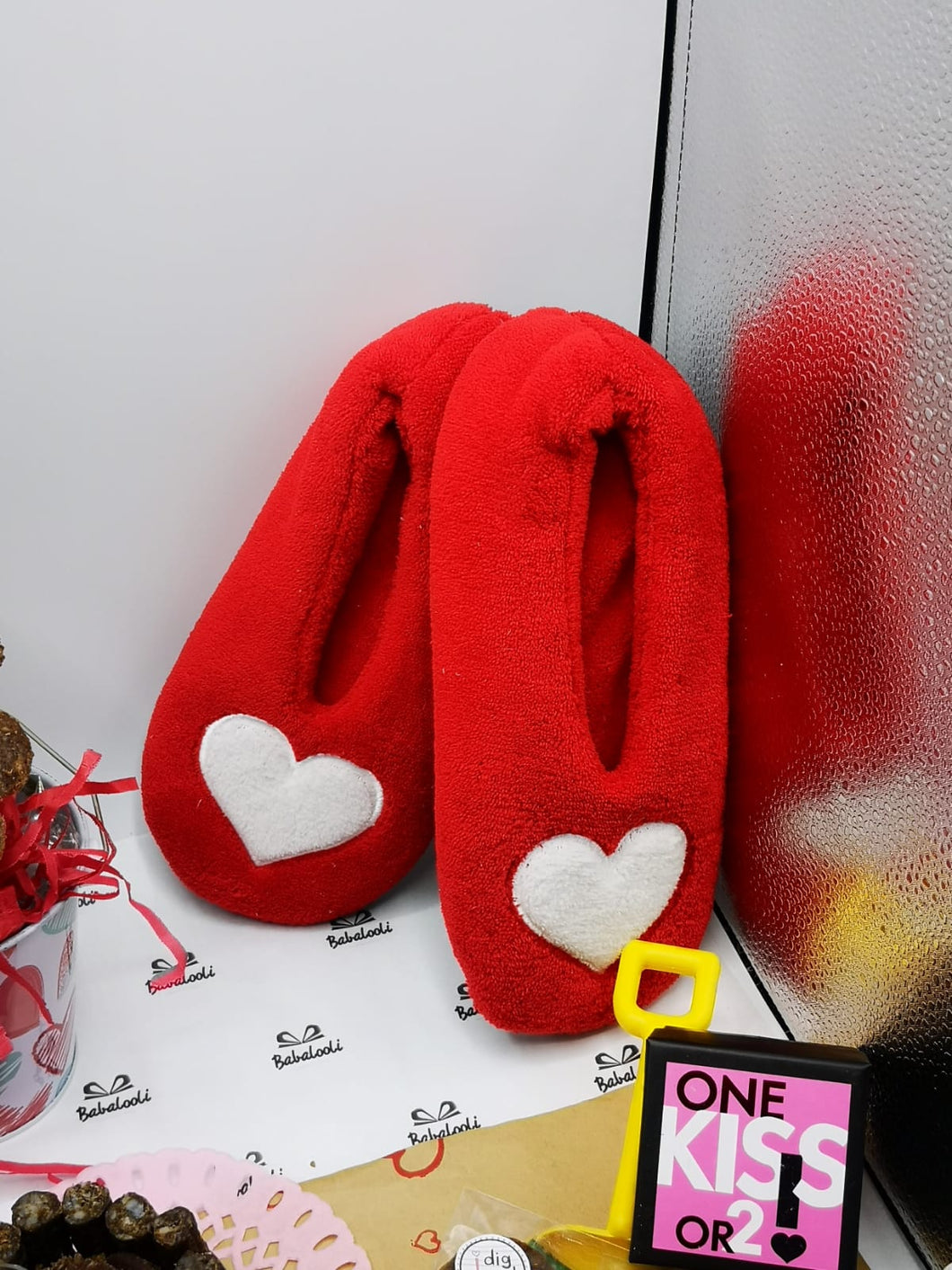 Slippers Red Hearts